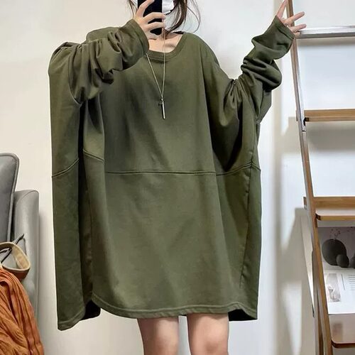 胖mm特大码300斤欧货复古卫衣女春秋季薄款宽松慵懒风中长款上衣