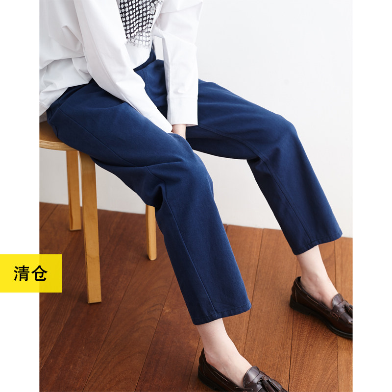 折／经典纯棉宽松休闲裤 小鱼春秋季原创百搭大码直筒裤女工装裤