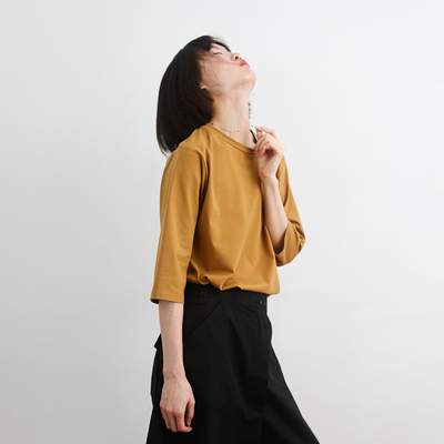 细腻丝光长绒棉宽松中袖T恤衫