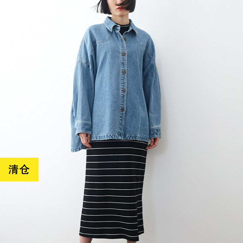 蓝色廓形显瘦牛仔外套女