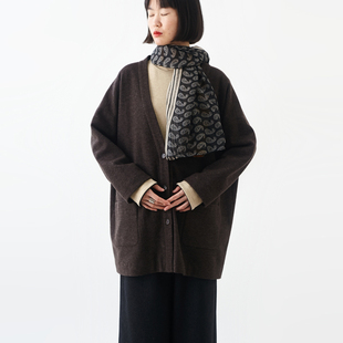 茶棕色绵羊毛呢绒百搭质感外套小鱼秋冬季宽松小众慵懒气质女大衣