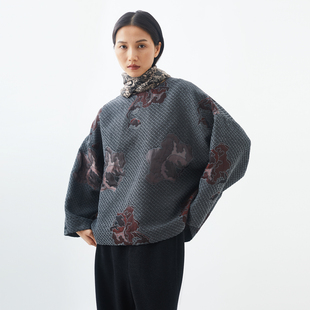 意大利重工艺术花朵织锦上衣 小鱼春季新款轻奢复古小众宽松罩衫
