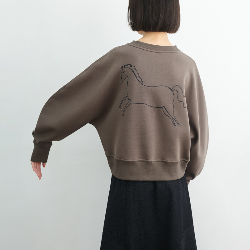 清仓 奔跑小马太空棉休闲卫衣 小鱼春秋季宽松长袖纯色短款女上衣