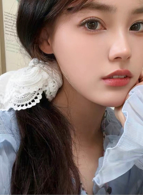 春日蕾丝边少女大肠圈发圈新款绑发头绳发饰温柔白色2025新款头花