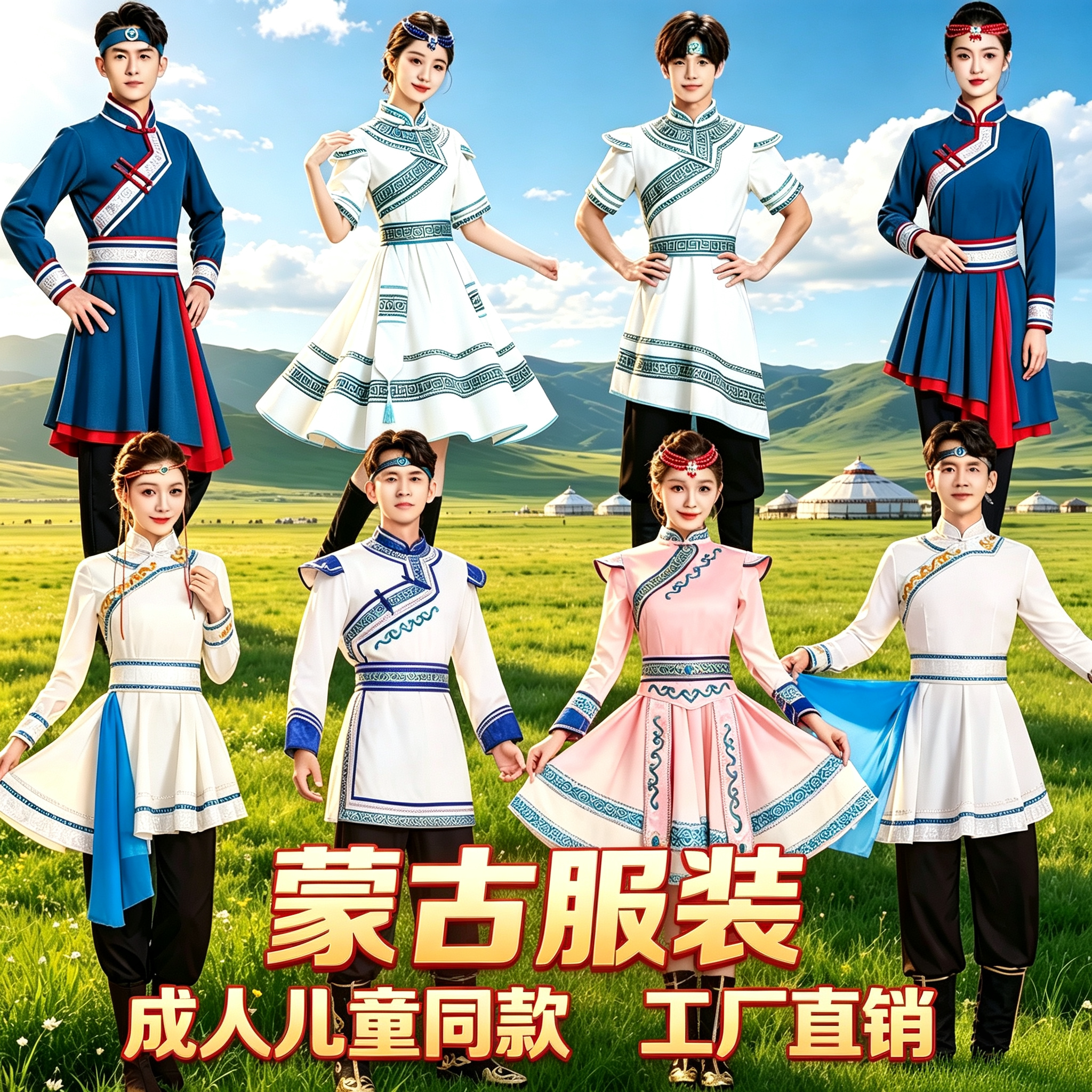 蒙古舞蹈演出服女成人民族风大摆裙高级定制艺考服装蒙族服饰新款