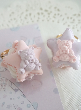 【三个包邮】原创设计星星马卡龙粘土手作仿真食玩甜系Lolita戒指