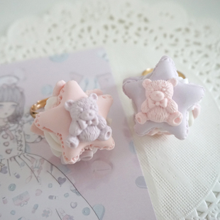 【三个包邮】原创设计星星马卡龙粘土手作仿真食玩甜系Lolita戒指