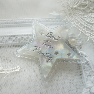 lolita发夹原创设计ins风少女花边星星边夹JK塑料片 包邮 三个