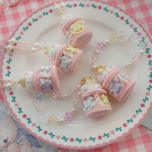 【三个包邮】原创设计砂糖旋转木马奶油马卡龙Lolita项链仿真食玩