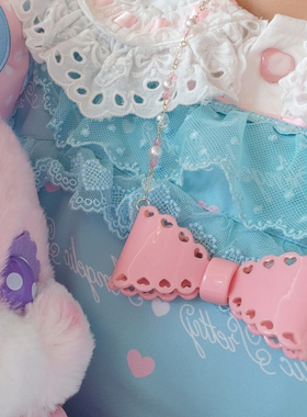 【包邮】原创设计 蝴蝶结塑料片手作lolita串珠项链甜美日系