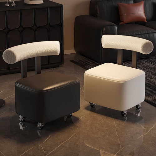 滑轮矮凳溜溜凳客厅家用靠背实木万向轮沙发凳子可移动板凳小椅子