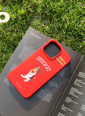 POMPON 红色复古比格犬磁吸环保可降解环境友好全包边磨砂手机壳适用于苹果15