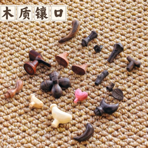 葫芦镶口配件天然文玩手捻小葫芦配饰木制镶口胖墩苹果梨桃木龙头