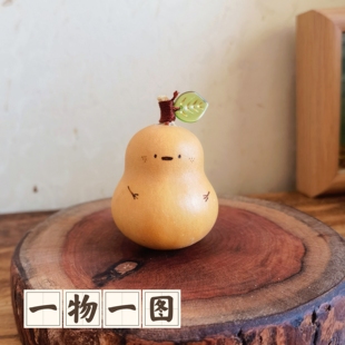 一物一图天然小葫芦胖墩手捻烙画挂件办公室解压神器摆件招财可爱