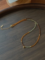 素蕴｜古董琉璃天然石串珠项链锁骨链 暖心的中式传统配色饰品
