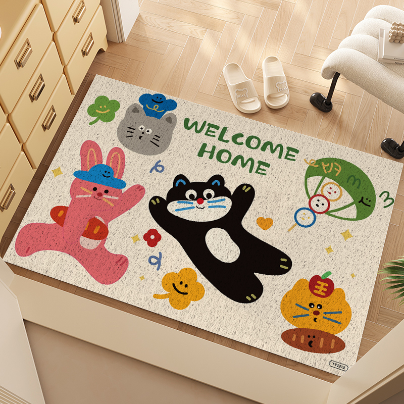 入户门地垫耐脏卡通丝圈地垫