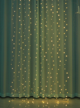 Copper wire curtain light string hook USB remote control 3