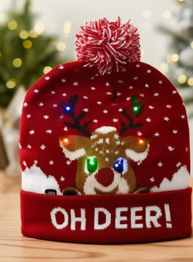 Autumn and Winter Amazon LED Lights Christmas Knitted Hat P