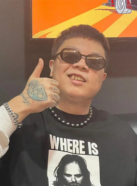 中国新说唱功夫胖同款眼镜椭圆小框嘻哈墨镜小众个性街拍太阳眼镜
