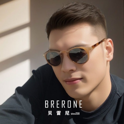 Brerone高级板材复古圆框墨镜