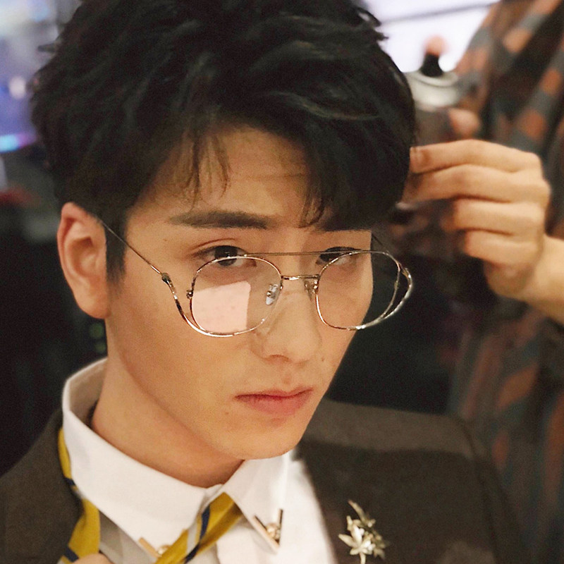 江疏影蔡程昱同款眼镜女潮人百搭圆框平光镜韩版个性大框眼镜潮男