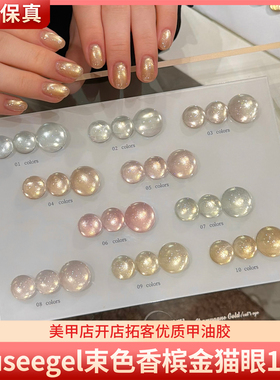 suuseegel束色香槟金10色高亮水润裸调高亮金光猫眼胶美甲甲油胶