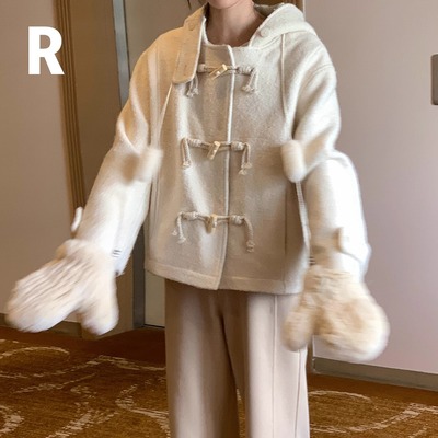 RESLIEEN「冷萃雪松」40天然绵羊毛牛角扣大衣外套