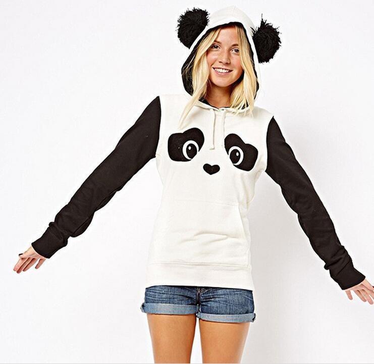 the new hippie cute and playful panda print fleece black and