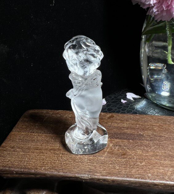 천연 화이트 크리스탈 엔젤 큐피드 크리스탈 조각 조각