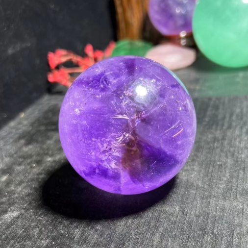 천연 자수정 볼 장식 크리스탈 6.2CM 바이올렛