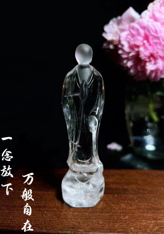 천연 백색 수정 얼굴 없음 불상 수정 조각 깨달음