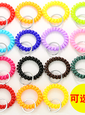 黑色大号电话线发圈女发绳钥匙圈加粗塑料手环橡皮筋电话圈钥匙扣