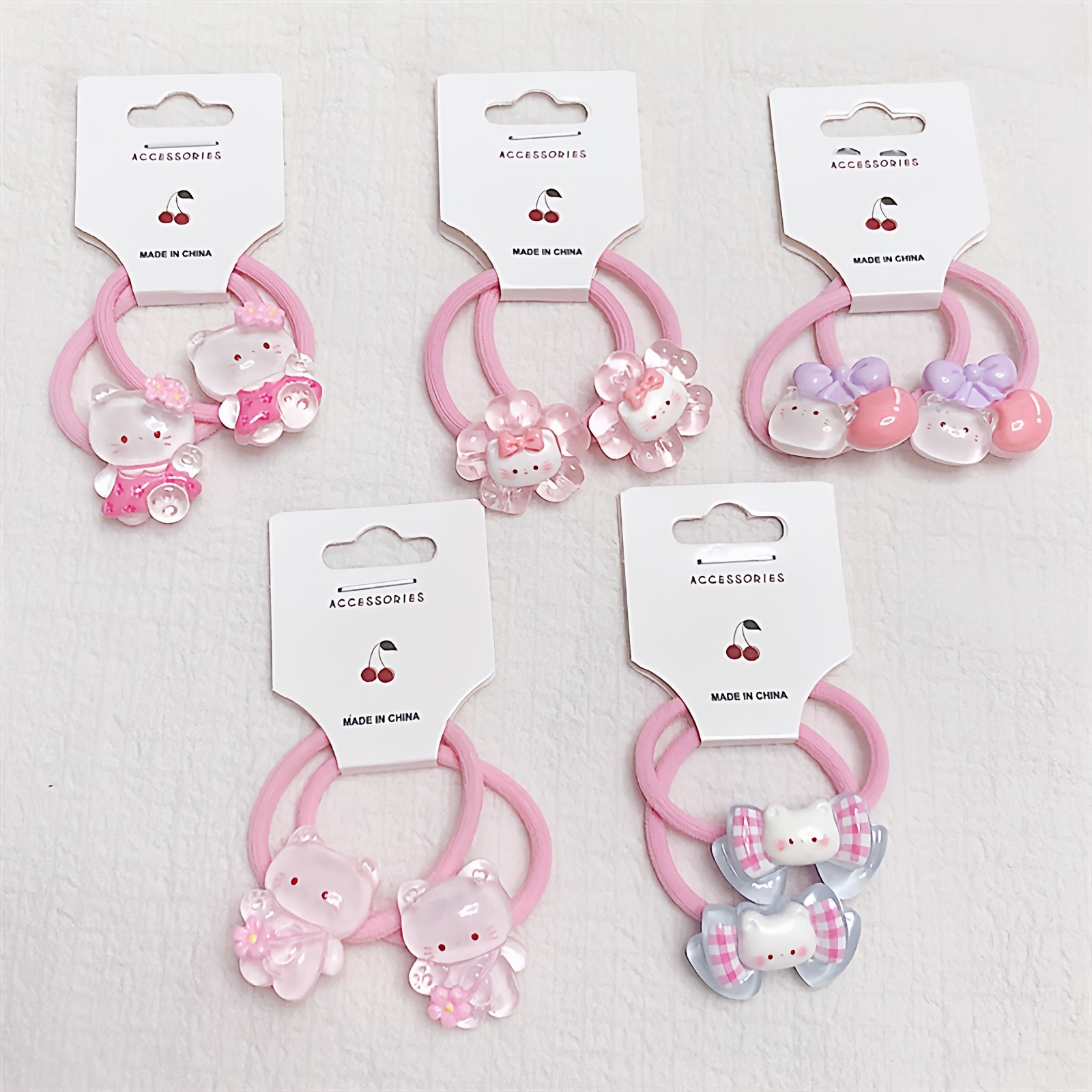 2个装 新款对装头绳儿童甜美果冻小猫发绳对装女童宝宝皮筋发绳