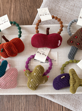 新款秋冬可爱刺绣丝绒儿童高弹力头绳皮筋卡通韩版女孩马尾发绳