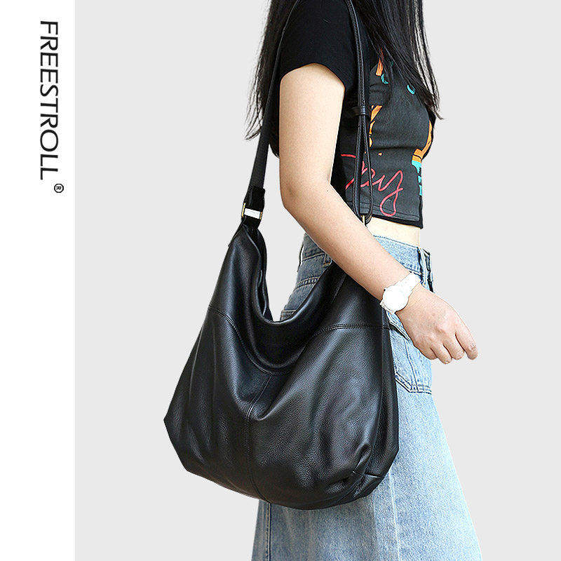 春季新品 简约大气时尚头层牛皮女包软皮单肩包斜挎包大包大容量