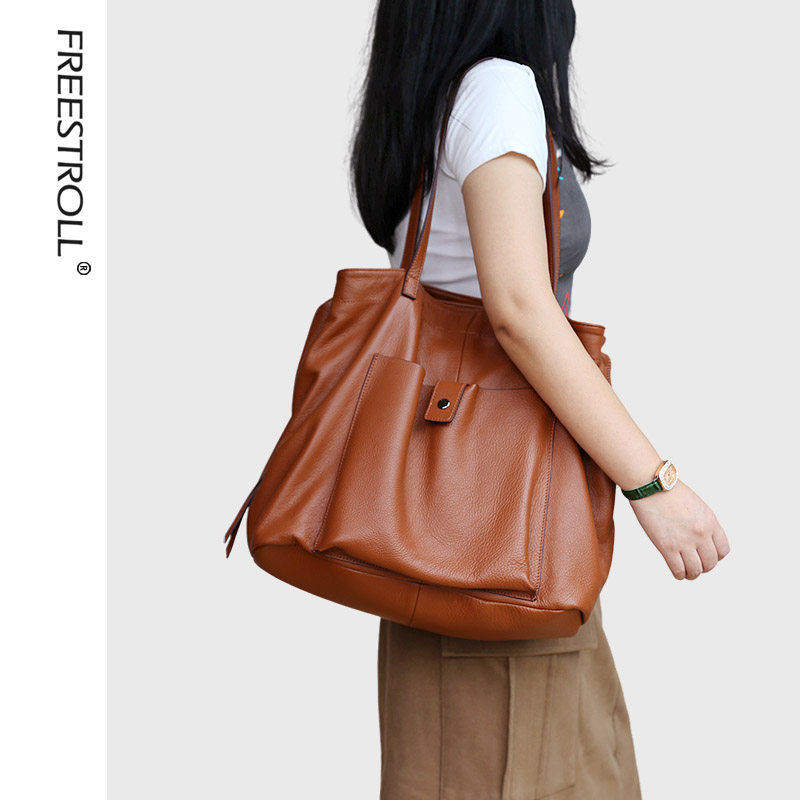 新品时尚大气托特包头层牛皮软皮单肩大包女大容量多隔层通勤旅游,箱包皮具/热销女包/男包,托特包,淘宝优惠券,粉丝福利购,淘宝优惠卷