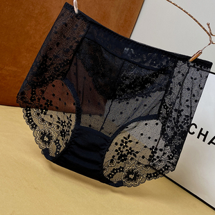 三角包臀纯棉裆短裤 高档蕾丝内裤 女高腰性感网纱透气无痕收腹大码