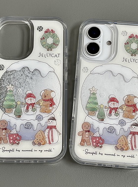 流沙圣诞雪人水晶球适用苹果16max手机壳iPhone15prox小米14华为mate60note13荣耀90x100p70iqoo12k50nova11