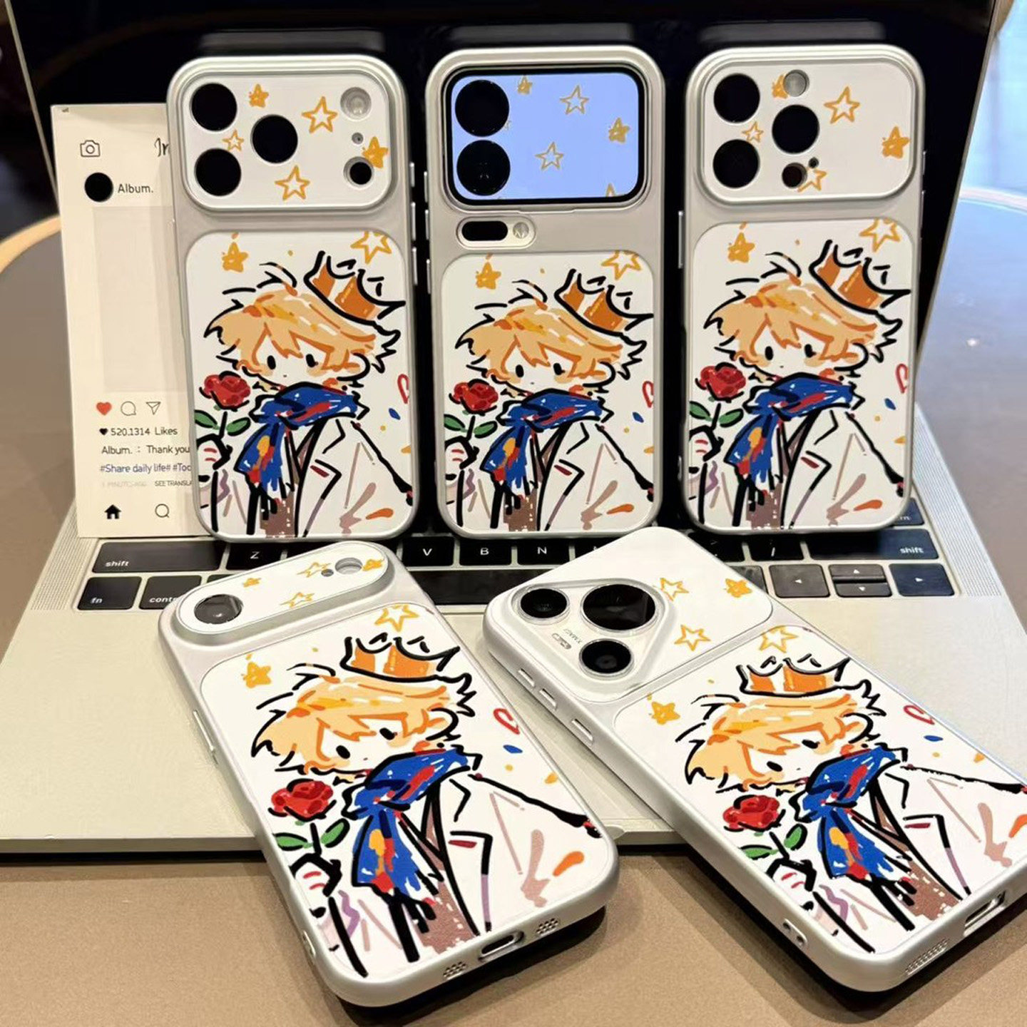 涂鸦玫瑰小王子新款适用苹果17pro手机壳iPhone18max16小米17华为mate90pura80K70note15荣耀500x200一加ace6