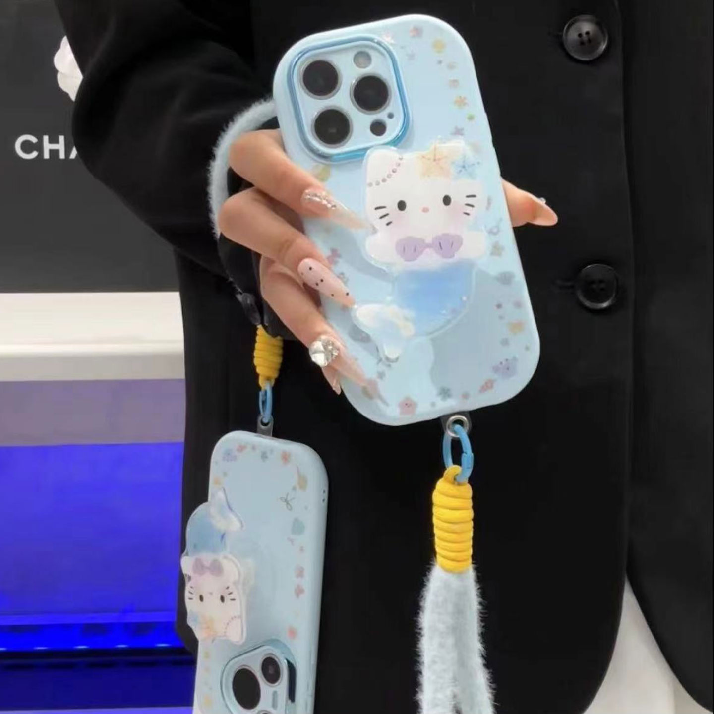 美人鱼KT酱挂绳新款适用苹果17Pro手机壳iPhone16max小米15华为mate80pura70k60reno14荣耀400vivox100findx8