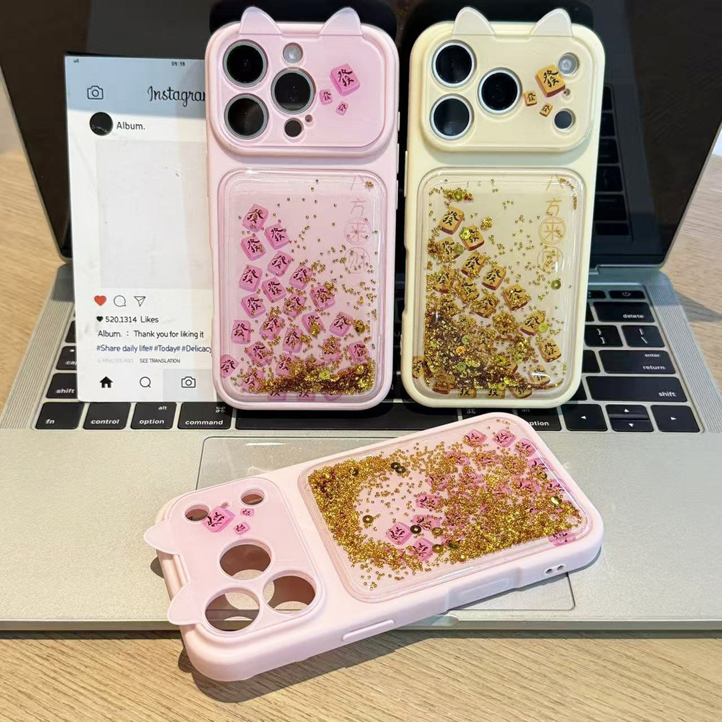 麻将发财金沙猫耳朵适用苹果18promax手机壳iPhone17pro16小米15华为mate70pura90K80nova14荣耀600x300y500