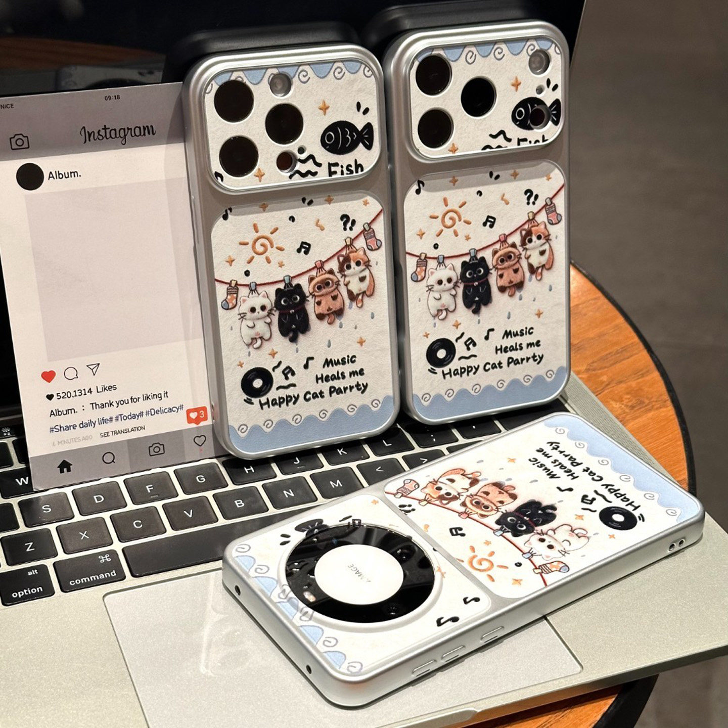 趣味音乐小猫新款适用苹果18promax手机壳iPhone17pro16小米18华为mate70pura90K80note15荣耀500x200findx8