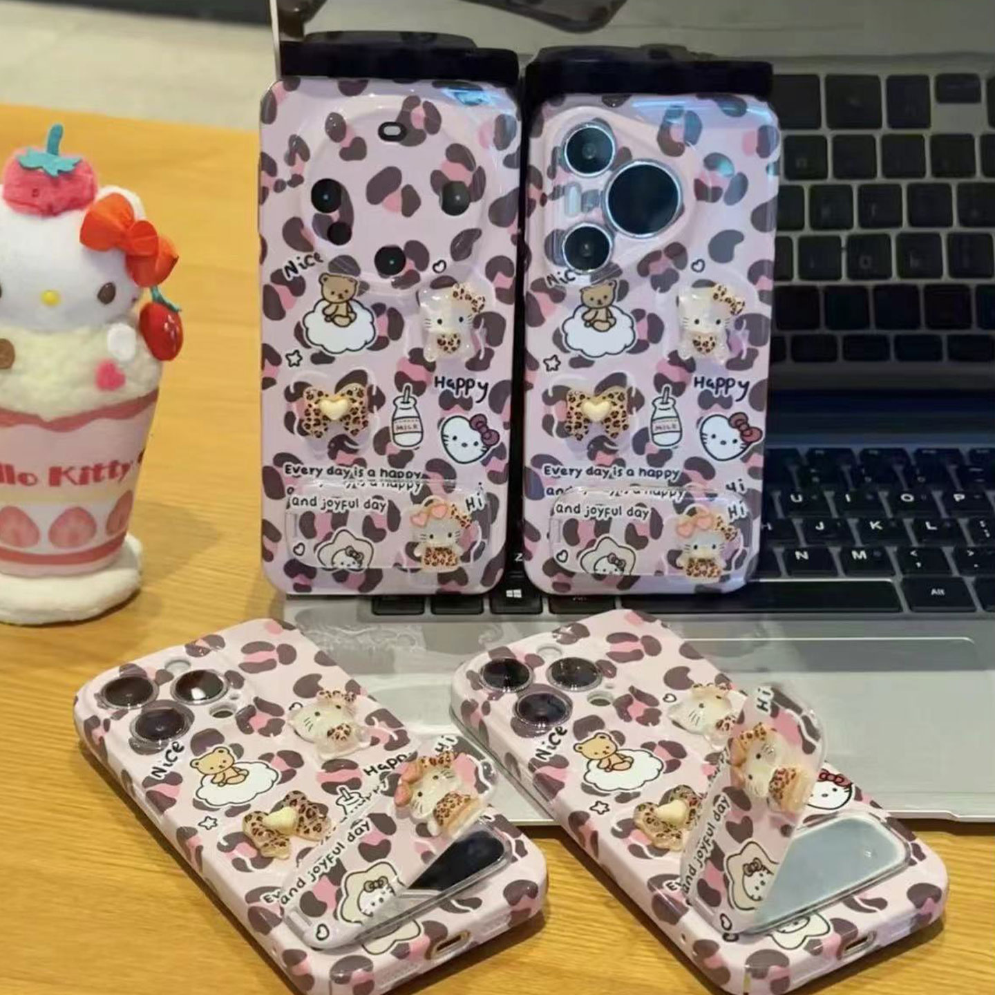 粉豹纹云朵熊KT新款适用苹果17Pro手机壳iPhone16max小米15华为mate80pura70k60nova14荣耀300x200oppofindx8