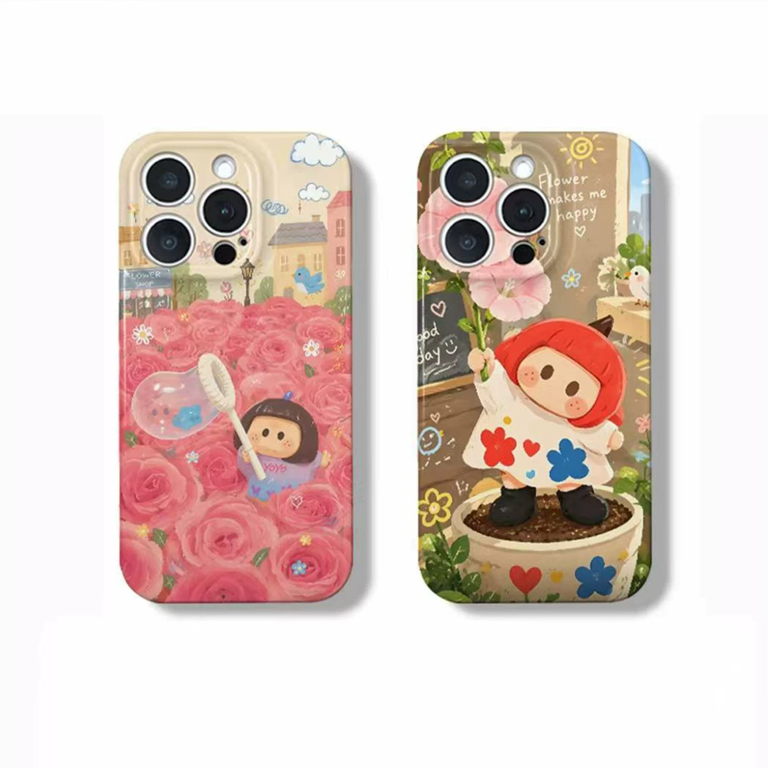 花海可爱小女孩新款适用苹果18pro手机壳iPhone17max小米17华为mate80pura90K100nova16reno15荣耀500x200s30