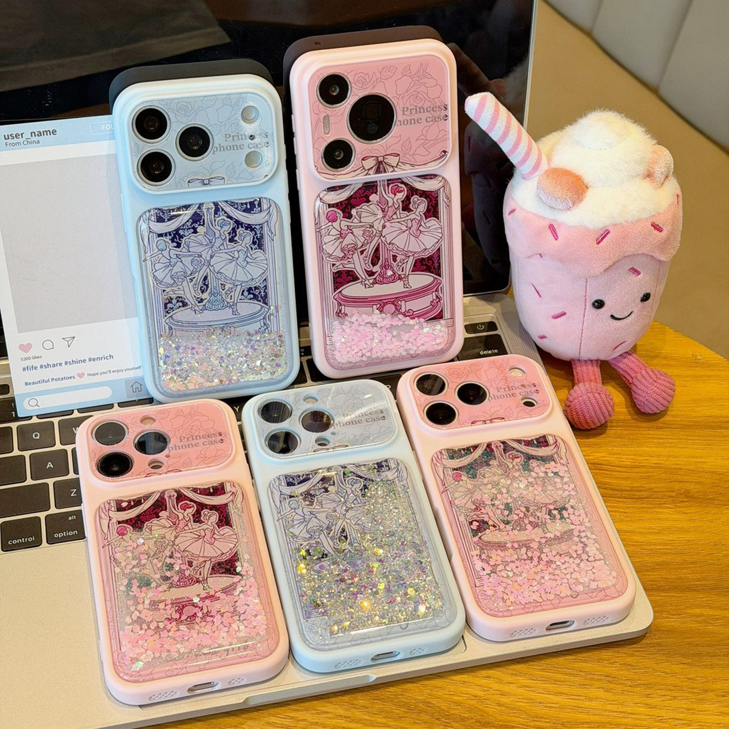 粉蓝芭蕾舞者流沙壳适用苹果18promax手机壳iPhone17pro16小米17华为mate90pura80K100note15荣耀500x200Y600