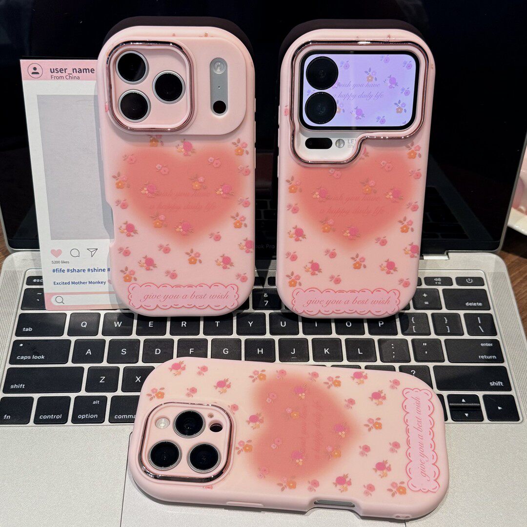 晕染爱心碎花新款适用苹果17Promax手机壳iPhone16pro13小米15华为mate80pura70k90reno15note14荣耀400x300
