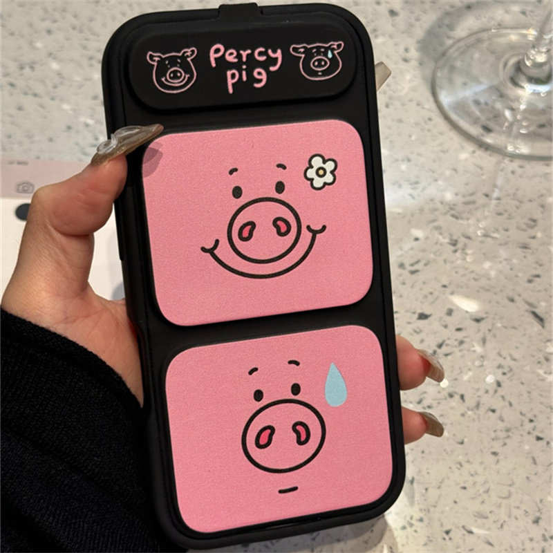 流汗粉色小猪磁吸翻盖皮套适用苹果17Pro手机壳iPhone16max手机壳iPhone15小米14华为mate80pura70ip13新款12