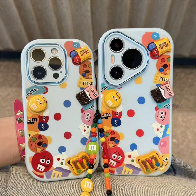 立体围边M豆挂绳新款适用苹果17Pro手机壳iPhone16max小米15华为mate80pura70k60opporeno14荣耀400vivox100
