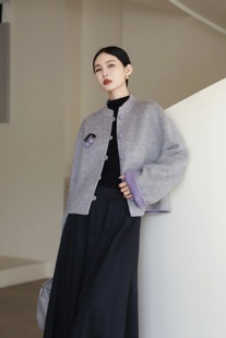 2025国风新款双面羊绒大衣女短款小个子韩版宽松羊毛大衣呢外套