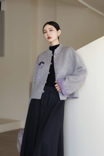 2026国风新款双面羊绒大衣女短款小个子韩版宽松羊毛大衣呢外套